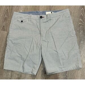Howe Shorts Men's 36 Light Blue Striped Casual No65 Cotton Flat Front Fit Shorts